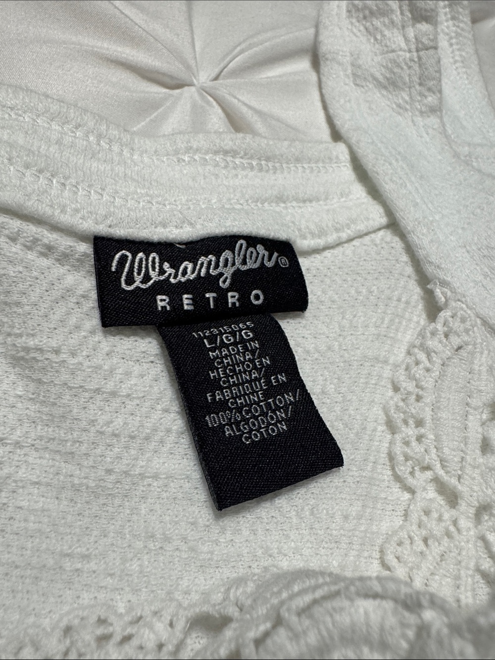 Wrangler Retro White Cotton Lace-Trim Tank 0083